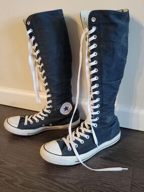 Black Knee High Converse Boots
